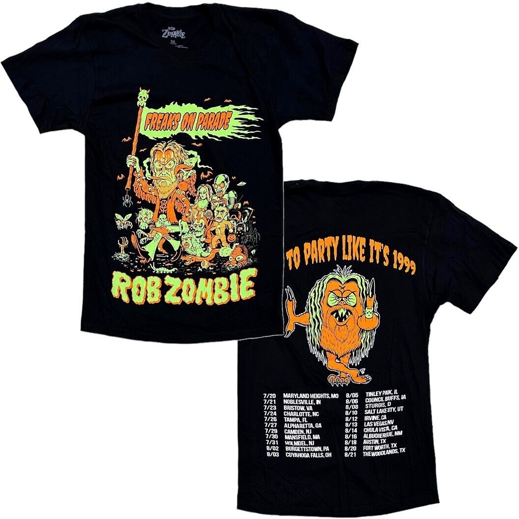 Rob Zombie Freaks On Parade 2022 Tour Glow In The Dark Tee Size L New W/O Tag